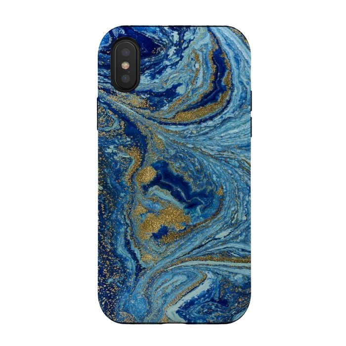 iPhone Xs / X StrongFit Fondo Abstracto de Color Azul Marmol y Dorado by ArtsCase