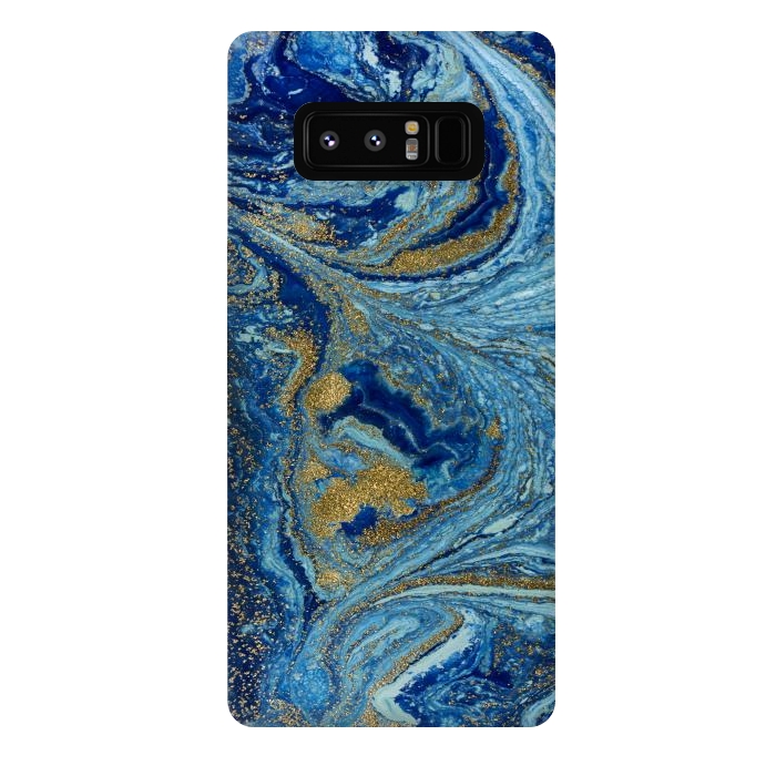 Galaxy Note 8 StrongFit Fondo Abstracto de Color Azul Marmol y Dorado by ArtsCase