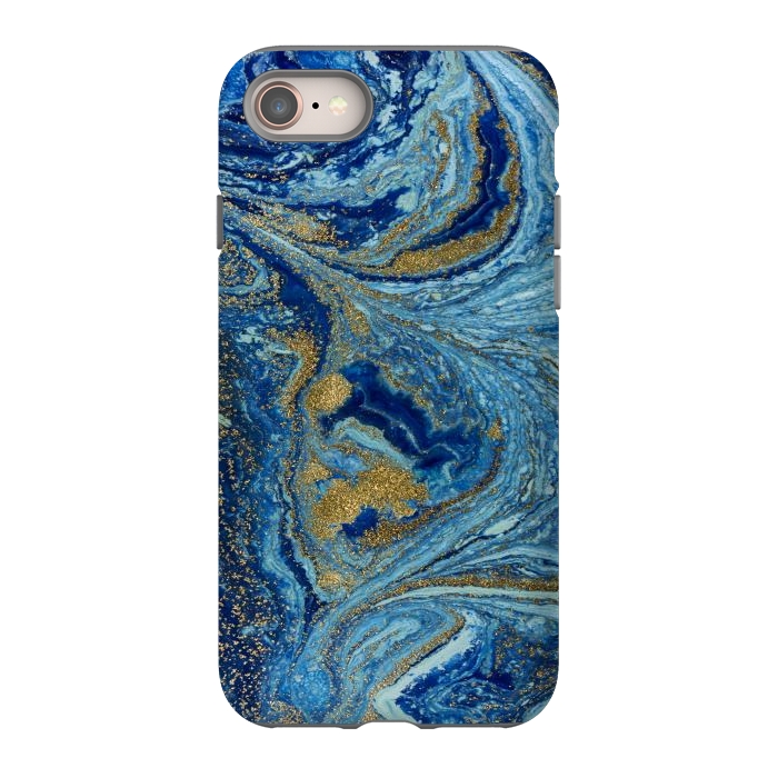 iPhone 8 StrongFit Fondo Abstracto de Color Azul Marmol y Dorado by ArtsCase