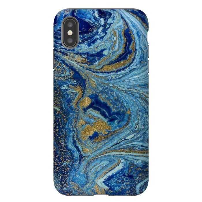 iPhone Xs Max StrongFit Fondo Abstracto de Color Azul Marmol y Dorado by ArtsCase