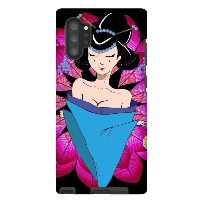 Galaxy Note 10 plus StrongFit Geisha Girl with Lantern on Leaves by ArtsCase