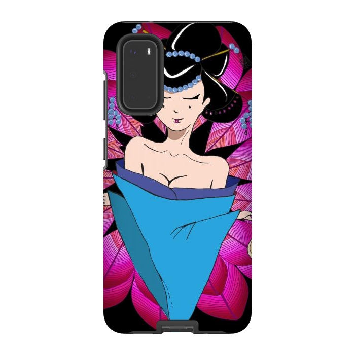 Galaxy S20 StrongFit Geisha Girl with Lantern on Leaves by ArtsCase