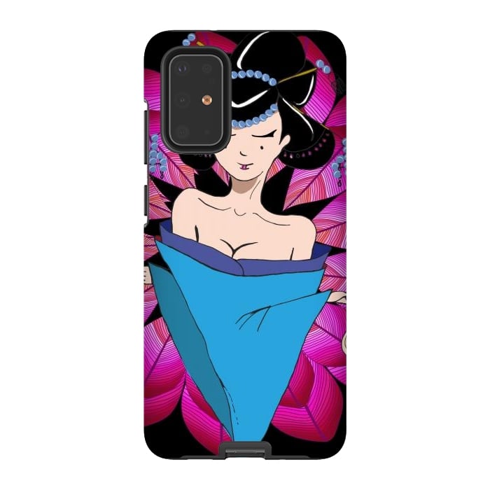 Galaxy S20 Plus StrongFit Geisha Girl with Lantern on Leaves by ArtsCase