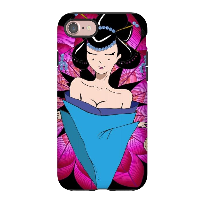 iPhone 7 StrongFit Geisha Girl with Lantern on Leaves by ArtsCase