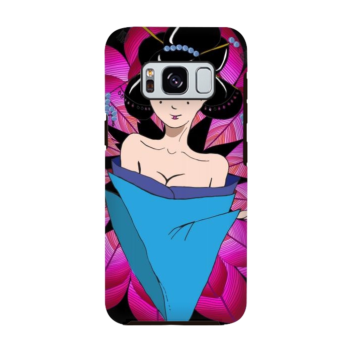 Galaxy S8 StrongFit Geisha Girl with Lantern on Leaves by ArtsCase