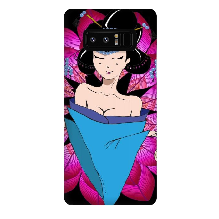 Galaxy Note 8 StrongFit Geisha Girl with Lantern on Leaves by ArtsCase