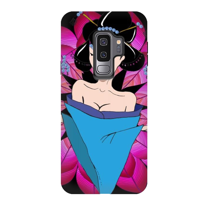 Galaxy S9 plus StrongFit Geisha Girl with Lantern on Leaves by ArtsCase