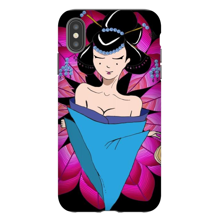 iPhone Xs Max StrongFit Geisha Girl with Lantern on Leaves by ArtsCase