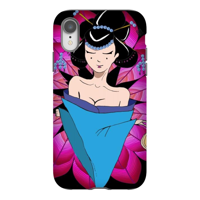 iPhone Xr StrongFit Geisha Girl with Lantern on Leaves by ArtsCase