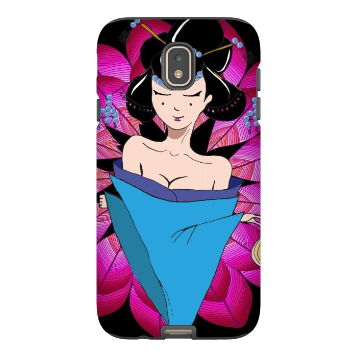 Galaxy J7 StrongFit Geisha Girl with Lantern on Leaves by ArtsCase