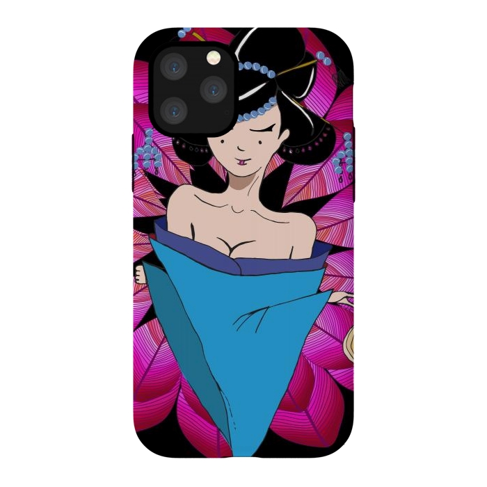 iPhone 11 Pro StrongFit Geisha Girl with Lantern on Leaves by ArtsCase