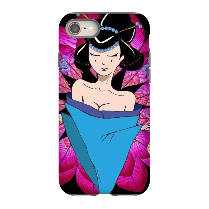 iPhone SE StrongFit Geisha Girl with Lantern on Leaves by ArtsCase
