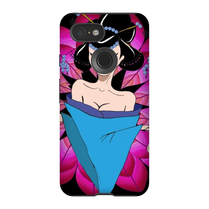 Pixel 3 StrongFit Geisha Girl with Lantern on Leaves by ArtsCase