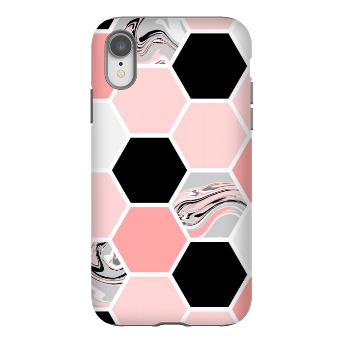 iPhone Xr StrongFit Geometric Stretch Pattern with Hexagonal by ArtsCase