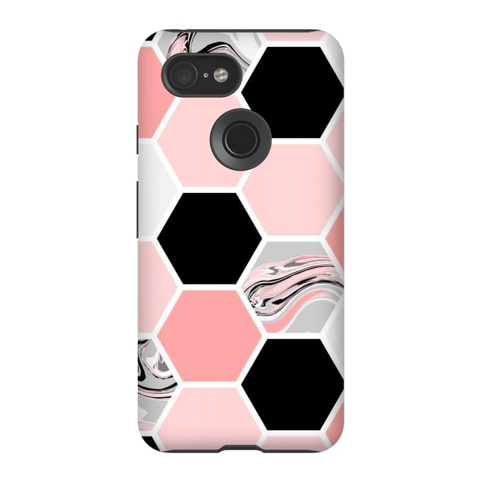 Pixel 3 StrongFit Geometric Stretch Pattern with Hexagonal by ArtsCase
