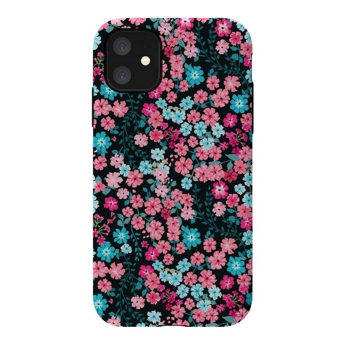 iPhone 11 StrongFit Gorgeous Bright Pattern in Small Garden Flowers by ArtsCase