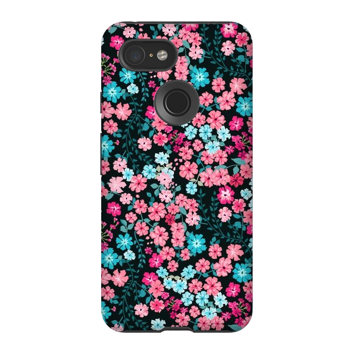 Pixel 3 StrongFit Gorgeous Bright Pattern in Small Garden Flowers by ArtsCase
