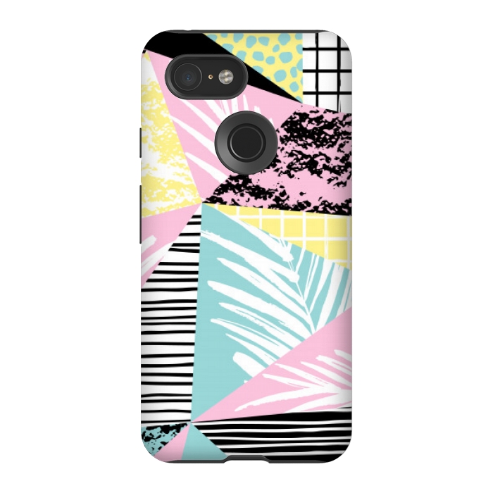 Pixel 3 StrongFit tropical abstract pink pattern by MALLIKA