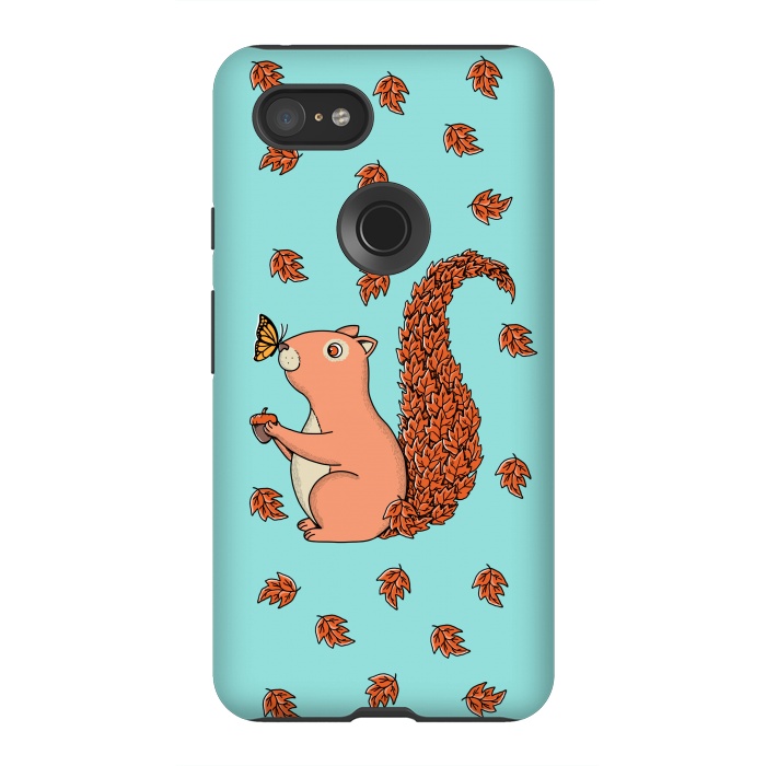 Pixel 3XL StrongFit Squirrel and Butterfly by Coffee Man