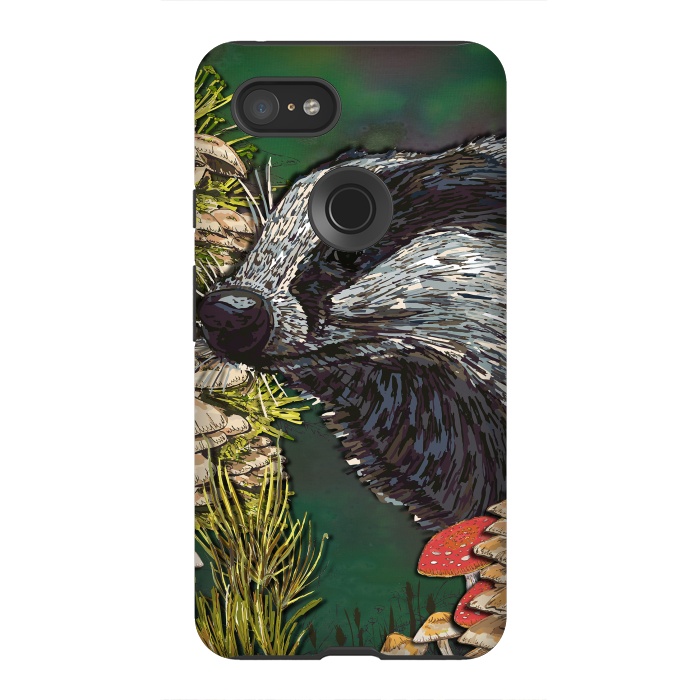 Pixel 3XL StrongFit Badger Woodland Walk by Lotti Brown