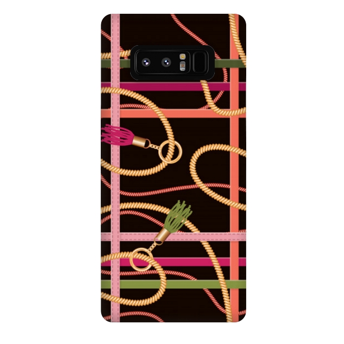 Galaxy Note 8 StrongFit PINK ORANGE CHECK CHAIN PATTERN by MALLIKA