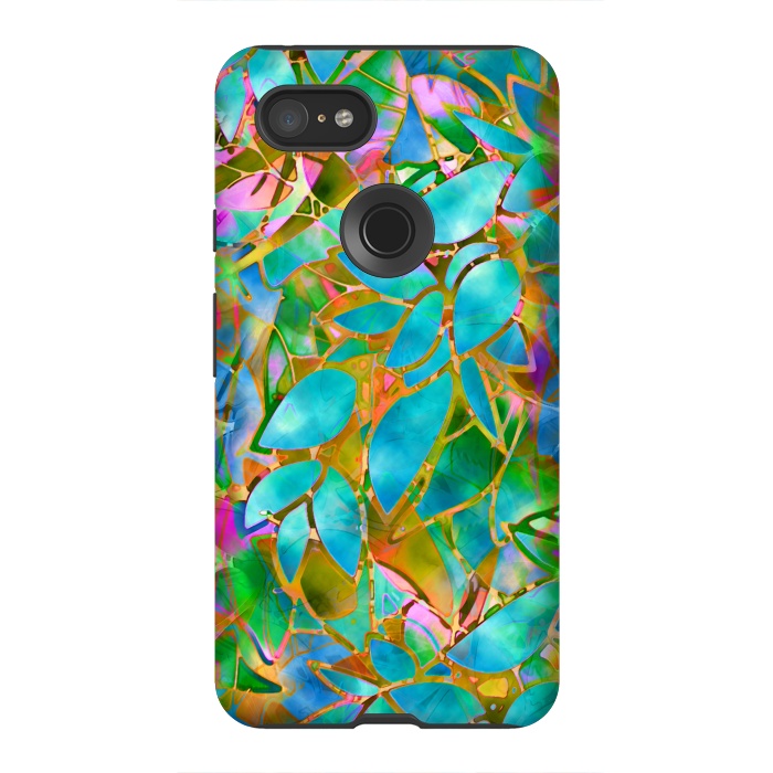 Pixel 3XL StrongFit Floral Abstract Stained Glass G265  by Medusa GraphicArt