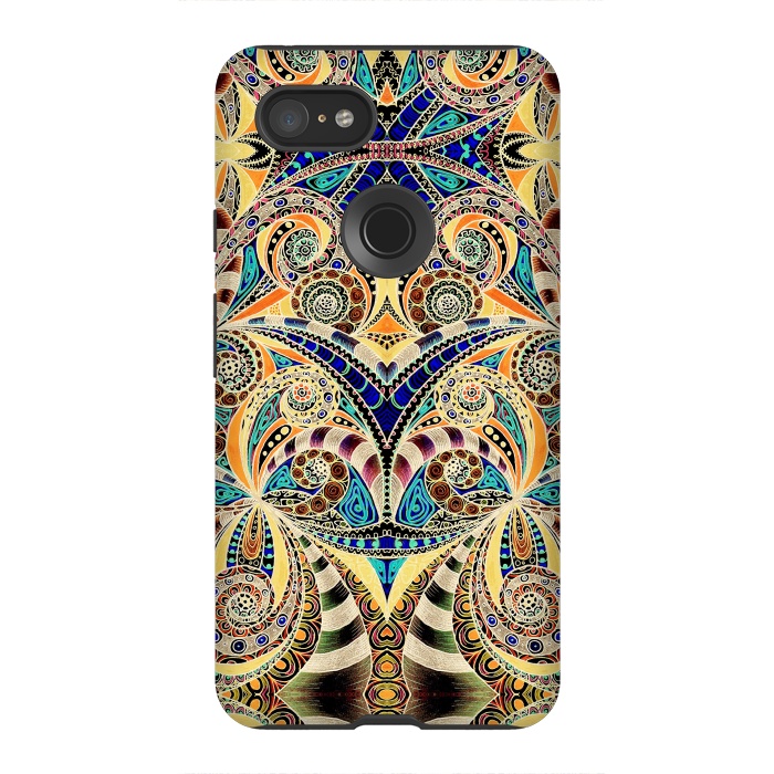 Pixel 3XL StrongFit Drawing Floral Zentangle G240 by Medusa GraphicArt