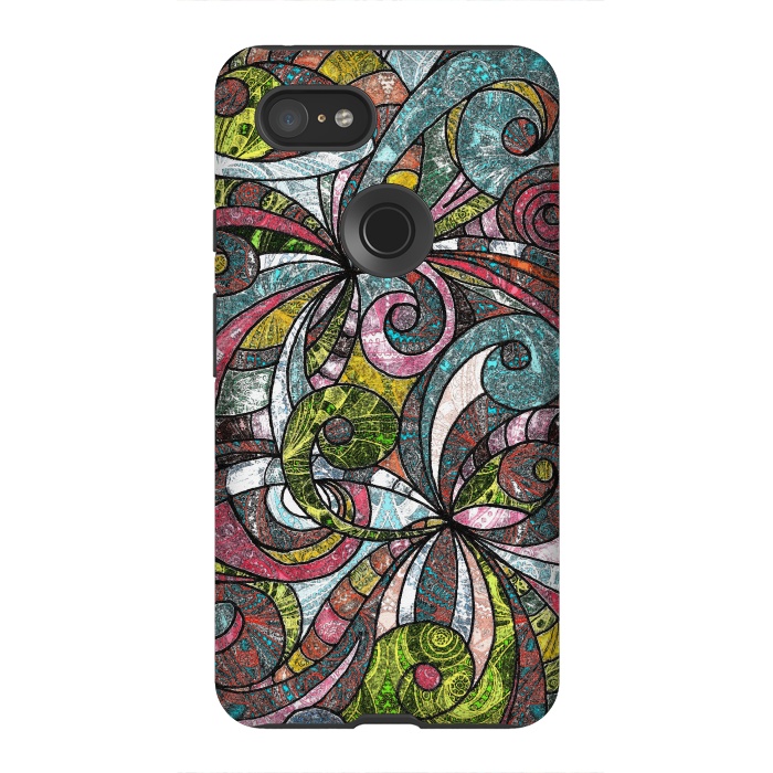 Pixel 3XL StrongFit Drawing Floral Zentangle G203 by Medusa GraphicArt