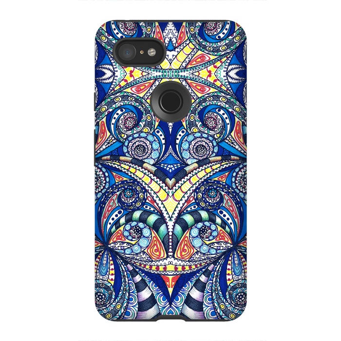 Pixel 3XL StrongFit Drawing Floral Zentangle G7B by Medusa GraphicArt
