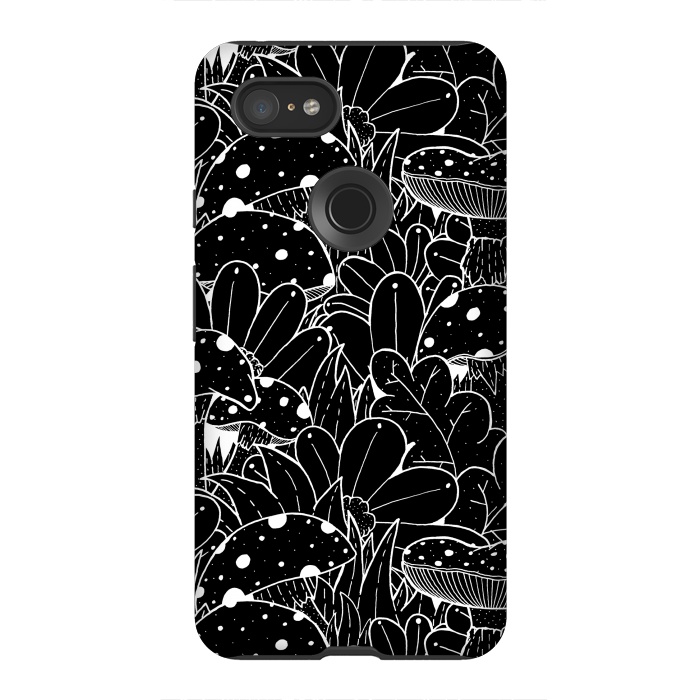 Pixel 3XL StrongFit Black and white autumn pattern by Steve Wade (Swade)