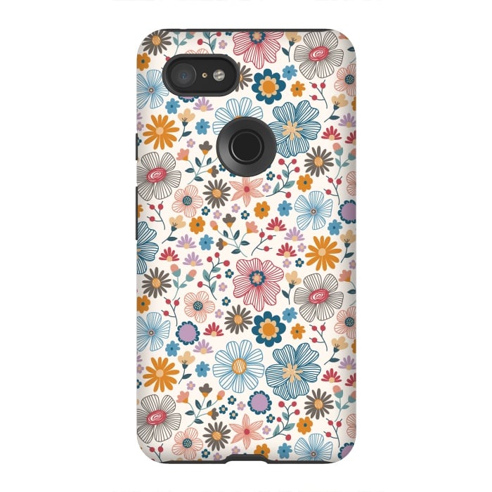 Pixel 3XL StrongFit Winter Wild Bloom  by TracyLucy Designs