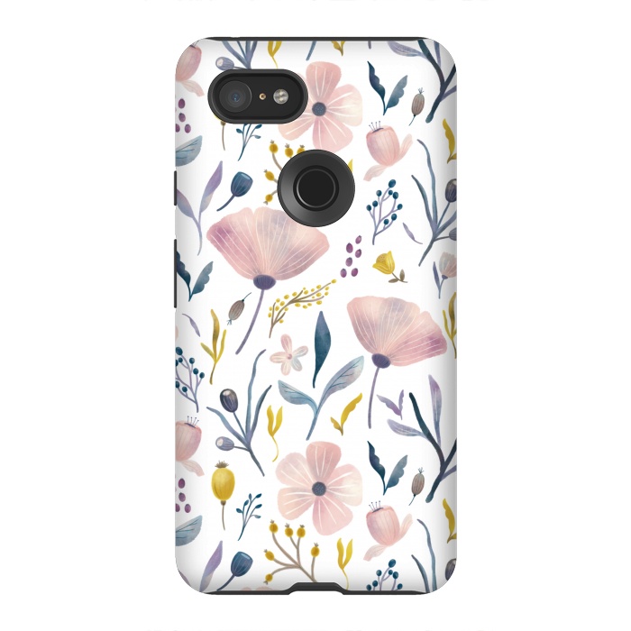 Pixel 3XL StrongFit Delicate Pastel Floral by Noonday Design