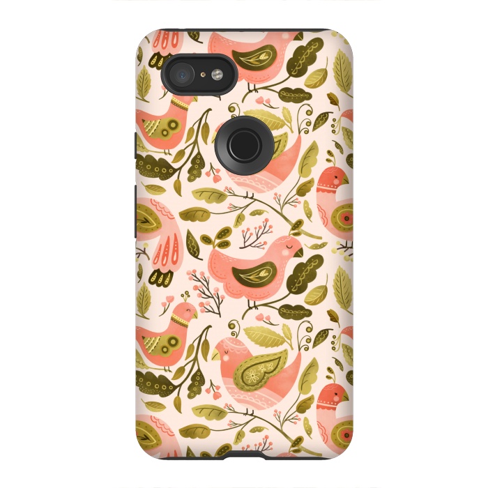 Pixel 3XL StrongFit Peachy Keen Birds by Noonday Design
