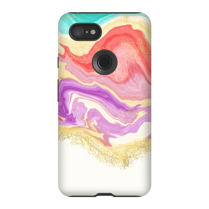 Pixel 3XL StrongFit Colorful Marble by Noonday Design