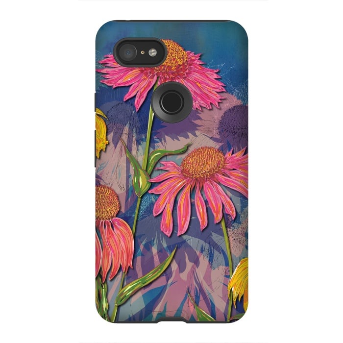 Pixel 3XL StrongFit Pink Coneflowers by Lotti Brown