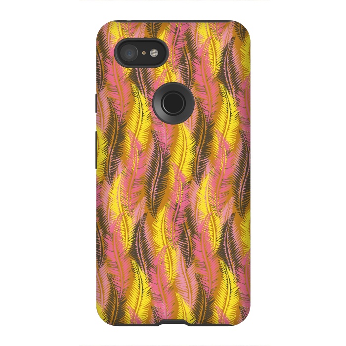 Pixel 3XL StrongFit Feather Stripe in Pink and Yellow by Lotti Brown
