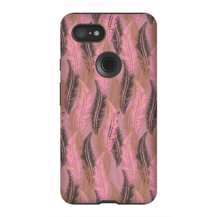 Pixel 3XL StrongFit Feather Stripe in Coral and Soft Pink by Lotti Brown