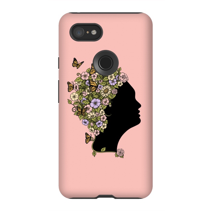 Pixel 3XL StrongFit Floral Lady Pink by Coffee Man