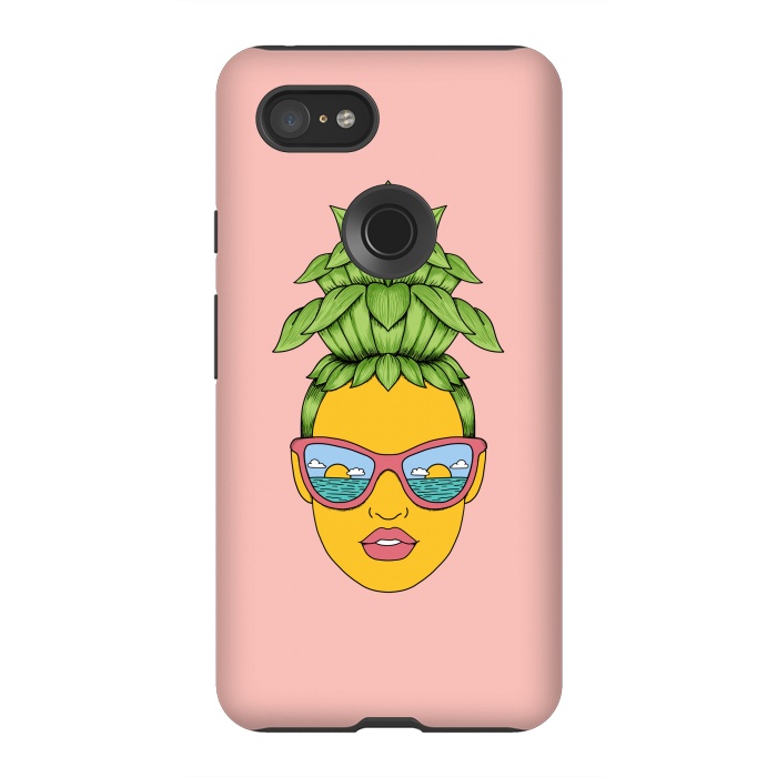 Pixel 3XL StrongFit Pineapple Girl Pink by Coffee Man