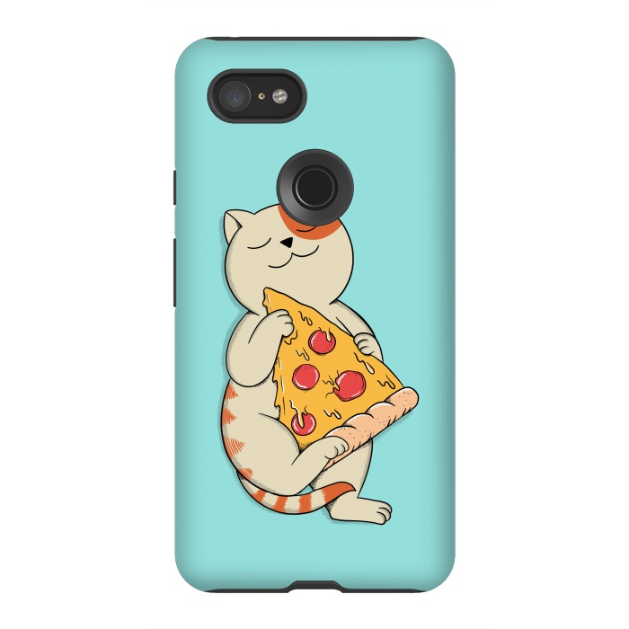 Pixel 3XL StrongFit Cat and Pizza by Coffee Man