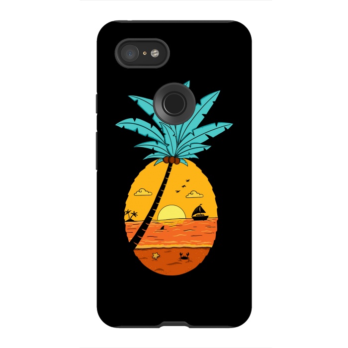 Pixel 3XL StrongFit Pineapple Nature Black by Coffee Man