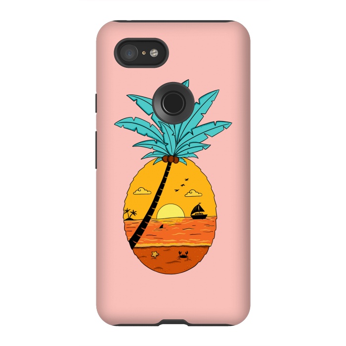 Pixel 3XL StrongFit Pineapple Nature pink by Coffee Man