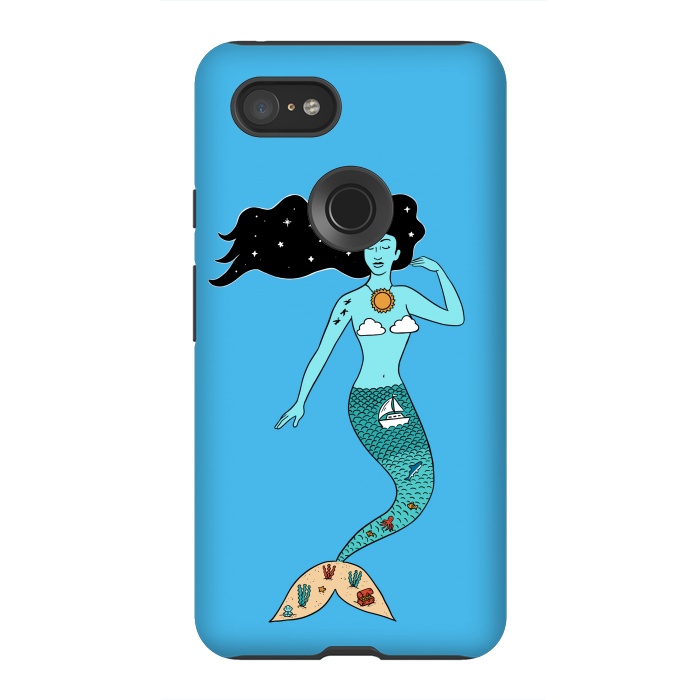 Pixel 3XL StrongFit Mermaid Nature Blue by Coffee Man