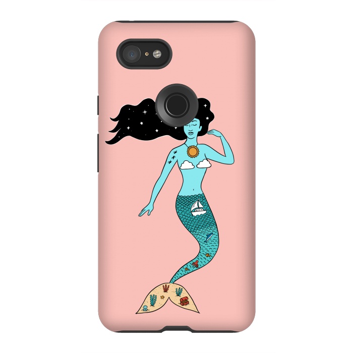 Pixel 3XL StrongFit Mermaid Nature Pink by Coffee Man
