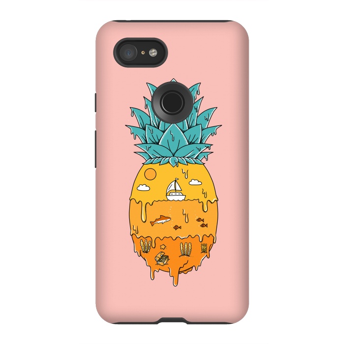 Pixel 3XL StrongFit Pineapple Landscape pink by Coffee Man