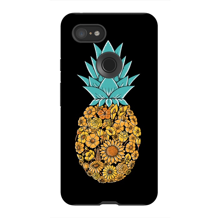Pixel 3XL StrongFit Pineapple Floral by Coffee Man