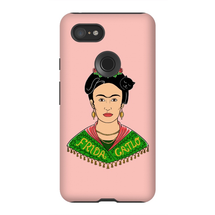 Pixel 3XL StrongFit Frida Catlo Pink by Coffee Man