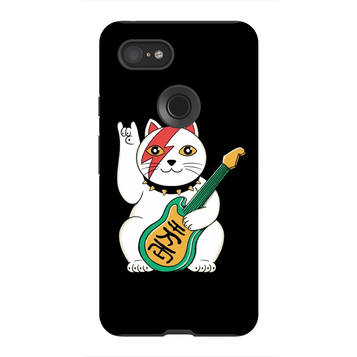 Pixel 3XL StrongFit Lucky Cat Black by Coffee Man