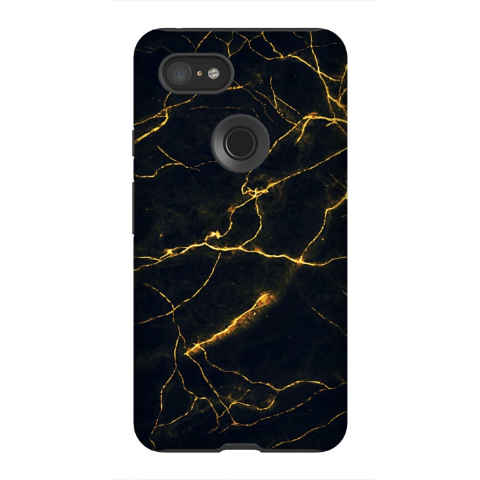 Pixel 3XL StrongFit Gold & black marble by Jms