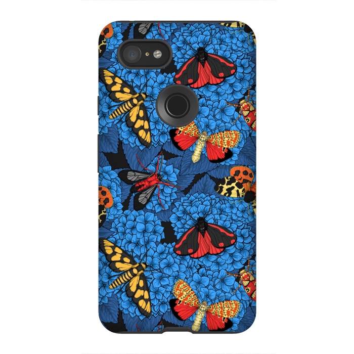 Pixel 3XL StrongFit Moths on blue hydrangea by Katerina Kirilova